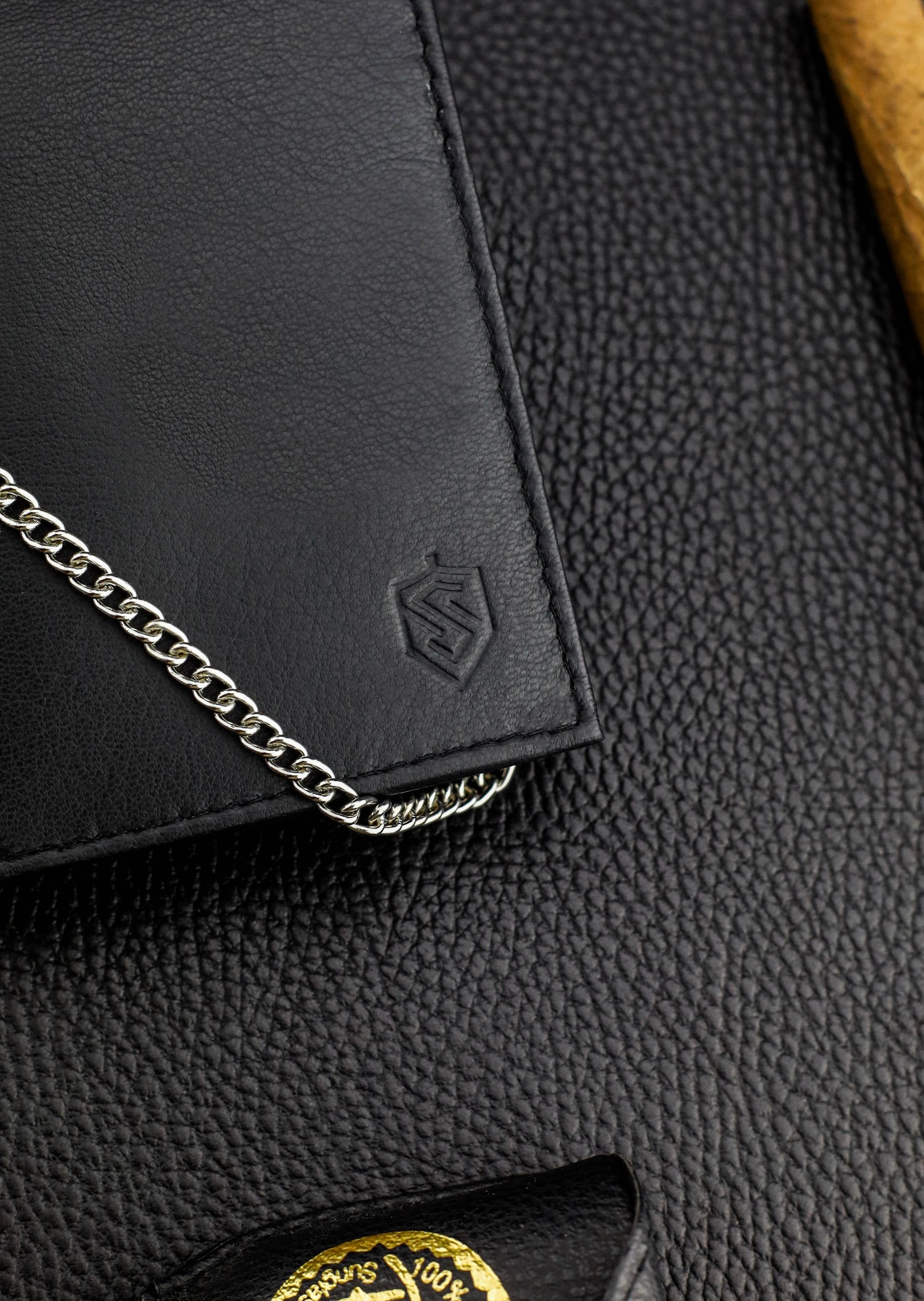 Vyriška odinė piniginė STEVENS metaline grandine S198