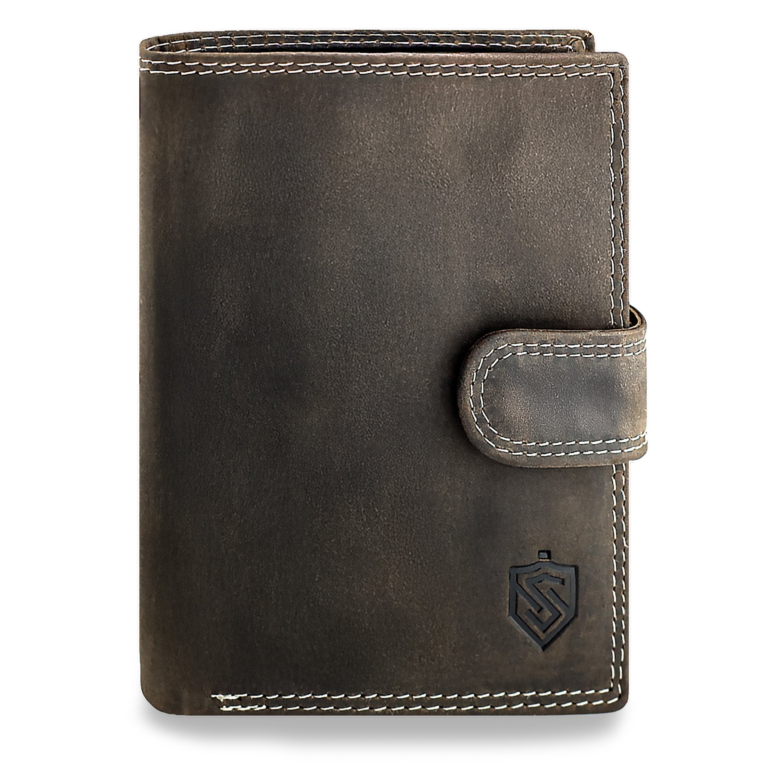 Vyriška odinė piniginė STEVENS su RFID apsauga, rudos spalvos S193