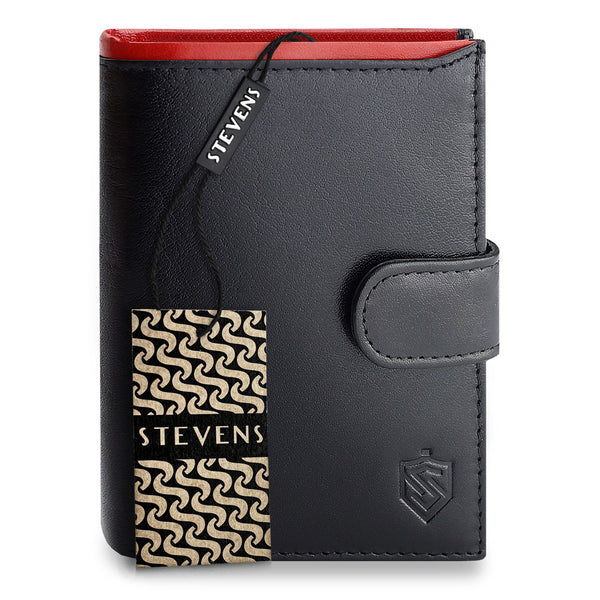 Vyriška odinė piniginė STEVENS su maišeliu, juoda, su RFID apsauga Z06-326A