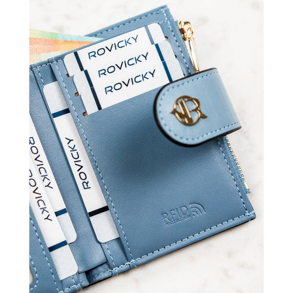 Moteriška „Rovicky“ ekologiškos odos piniginė su RFID apsauga, mėlyna ST70