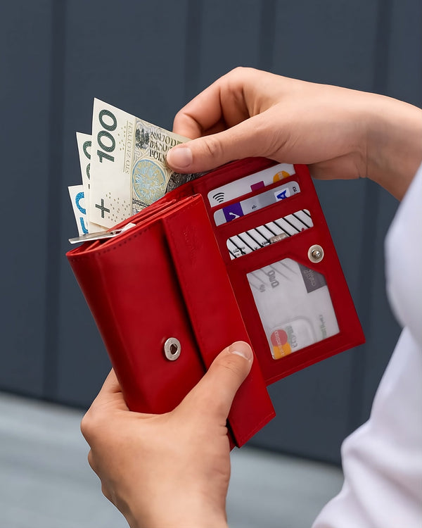 Moteriška odinė piniginė Stevens P40, raudona D1866