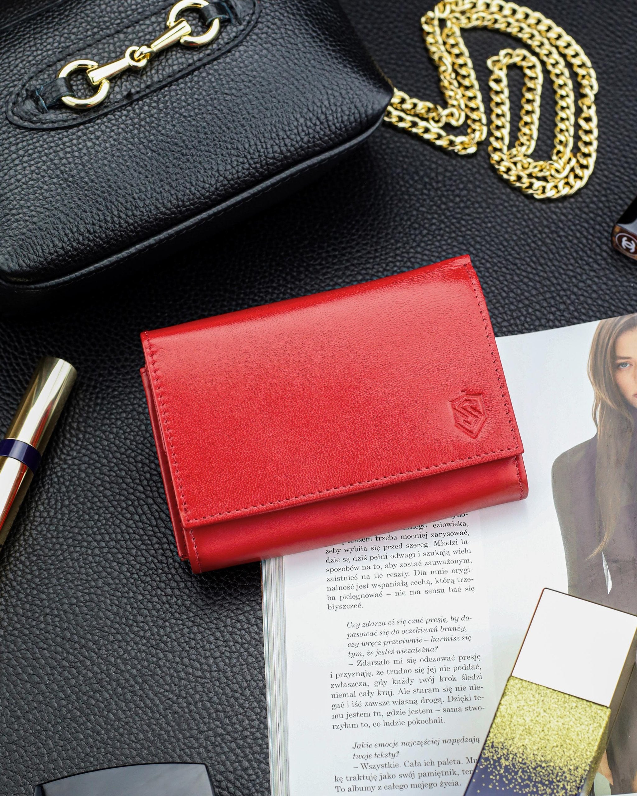 Moteriška odinė piniginė Stevens P40, raudona D1866