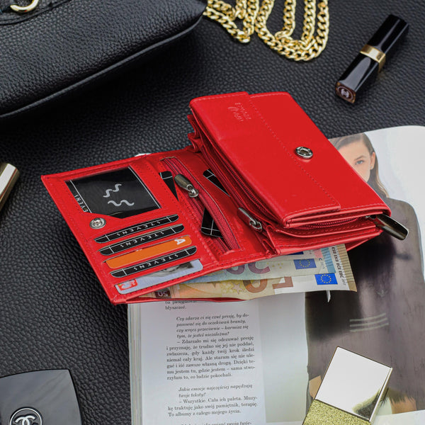 Moteriška odinė piniginė Stevens P40, raudona D1866