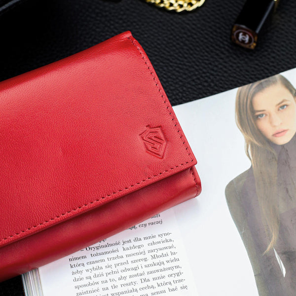 Moteriška odinė piniginė Stevens P40, raudona D1866