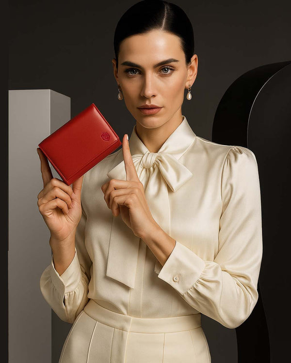 Moteriška odinė piniginė Stevens P40, raudona D1866