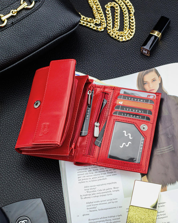 Moteriška odinė piniginė Stevens P40, raudona D1866