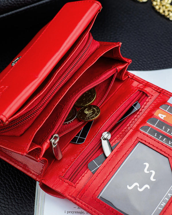 Moteriška odinė piniginė Stevens P40, raudona D1866