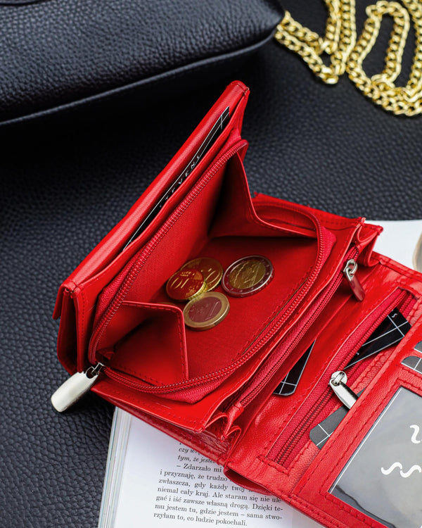 Moteriška odinė piniginė Stevens P40, raudona D1866