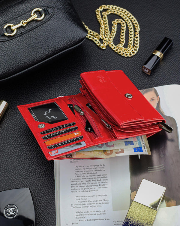 Moteriška odinė piniginė Stevens P40, raudona D1866