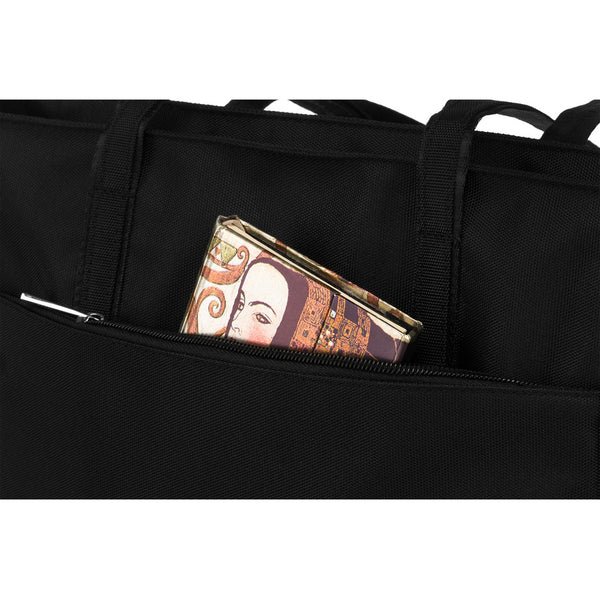 Praktiška moteriška „Peterson“ shopper tipo rankinė ant peties, juoda, iš dirbtinės odos RP63