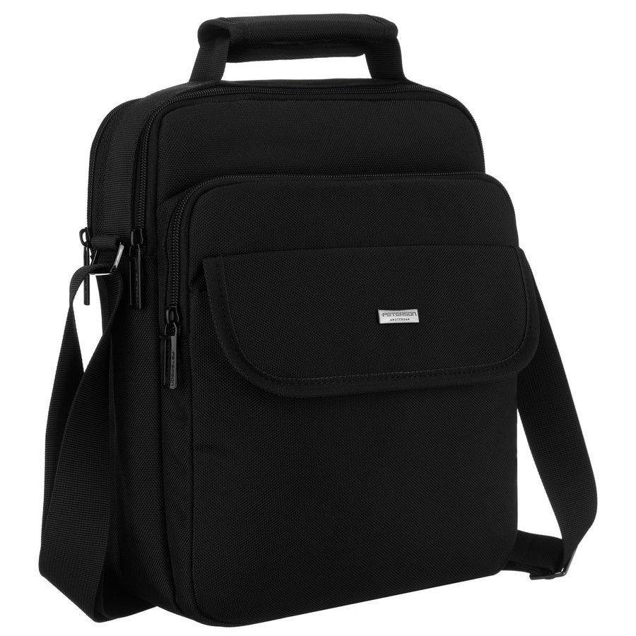 Peterson vyriška dviejų skyrių juoda „Cordura“ rankinė per petį su užtrauktuku RP18