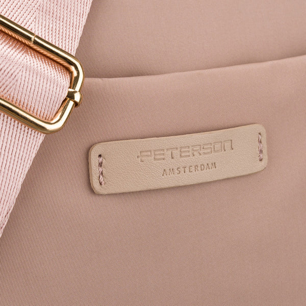 Rožinė moteriška nailoninė „Peterson“ rankinė per petį su užtrauktuku ir magnetiniu užsegimu P16