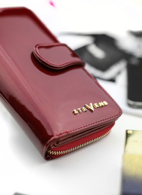 Didelė moteriška piniginė STEVENS raudona su RFID apsauga D1935