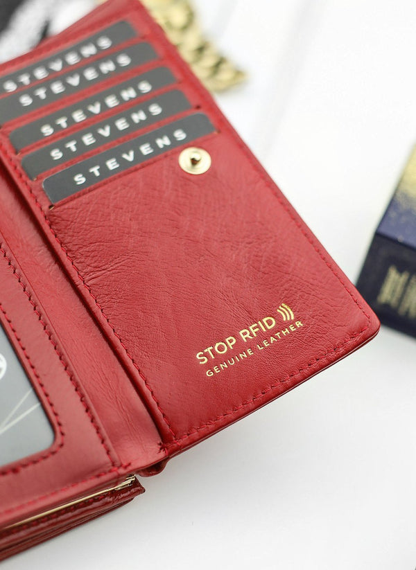 Moteriška odinė piniginė STEVENS su RFID apsauga D1875