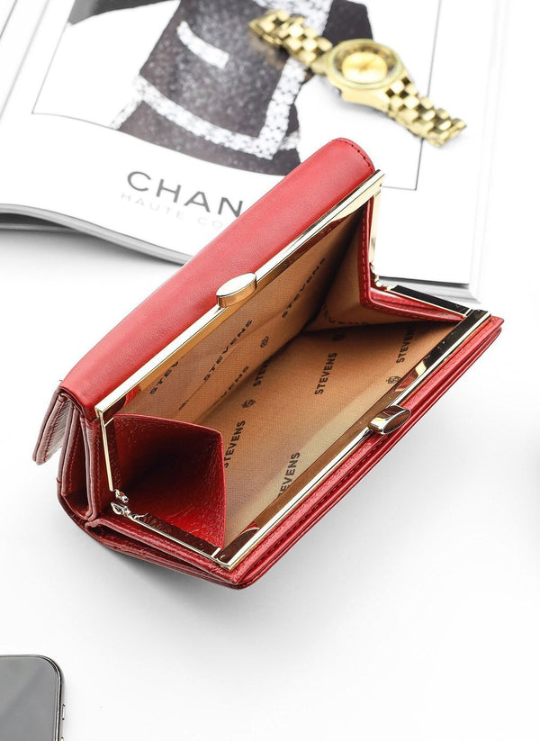 Moteriška odinė piniginė STEVENS su RFID apsauga D1875