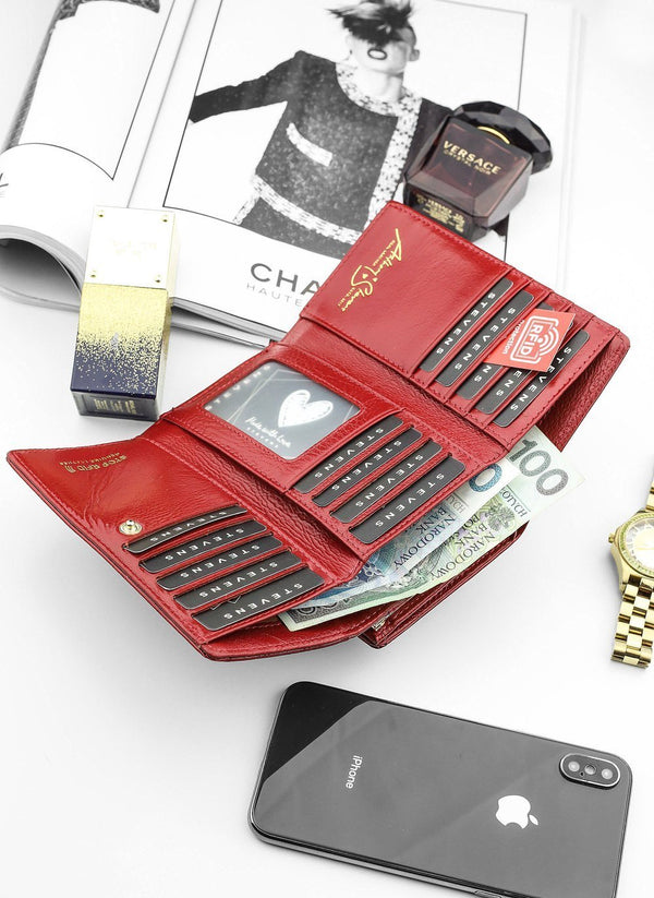 Moteriška odinė piniginė STEVENS su RFID apsauga D1875