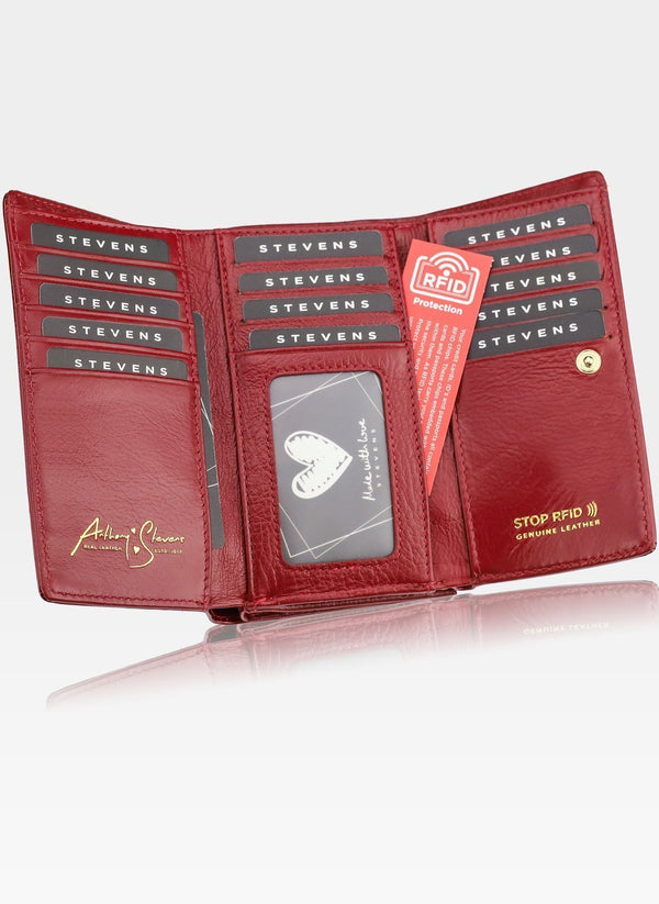 Moteriška odinė piniginė STEVENS su RFID apsauga D1875