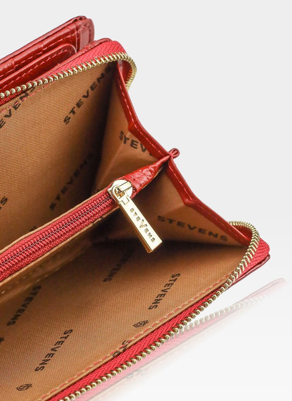 Moteriška odinė piniginė STEVENS su užtrauktuku bei RFID apsauga D1873