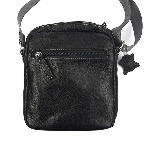 Vyriška odinė crossbody rankinė Harvey Miller Polo Club 30327, juoda, su reguliuojamu dirželiu