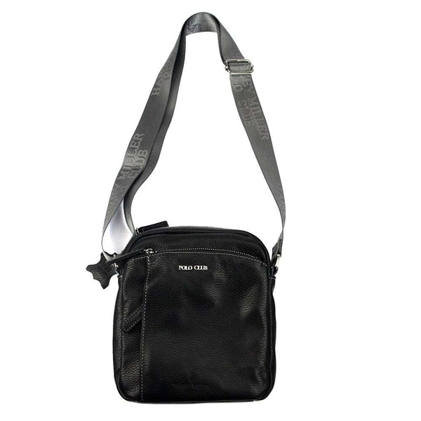 Vyriška odinė crossbody rankinė Harvey Miller Polo Club 30327, juoda, su reguliuojamu dirželiu