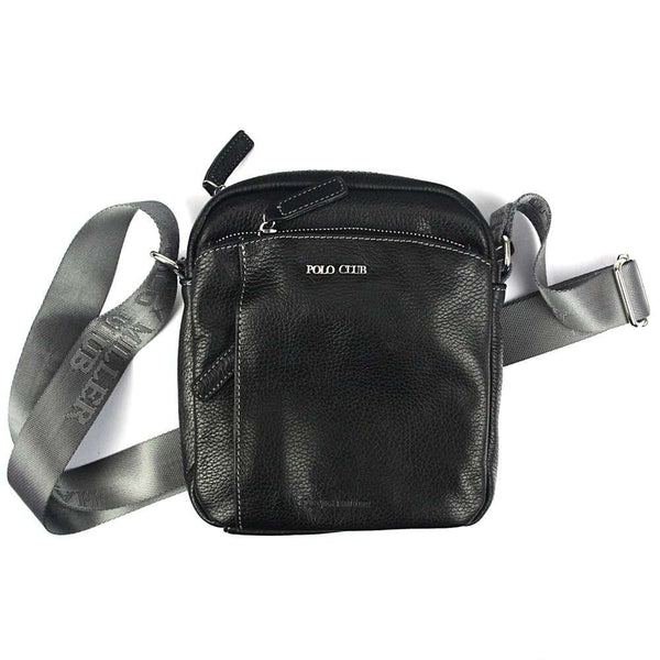 Vyriška odinė crossbody rankinė Harvey Miller Polo Club 30327, juoda, su reguliuojamu dirželiu