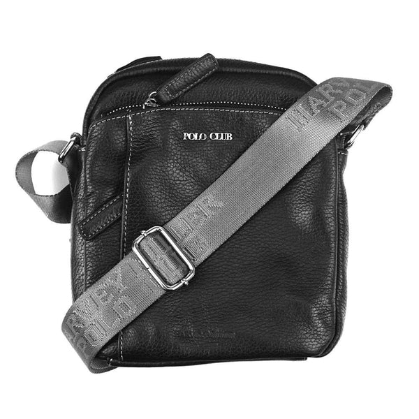 Vyriška odinė crossbody rankinė Harvey Miller Polo Club 30327, juoda, su reguliuojamu dirželiu
