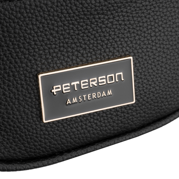 Moteriška maža „Peterson“ rankinė per petį iš ekologiškos odos, juoda D75