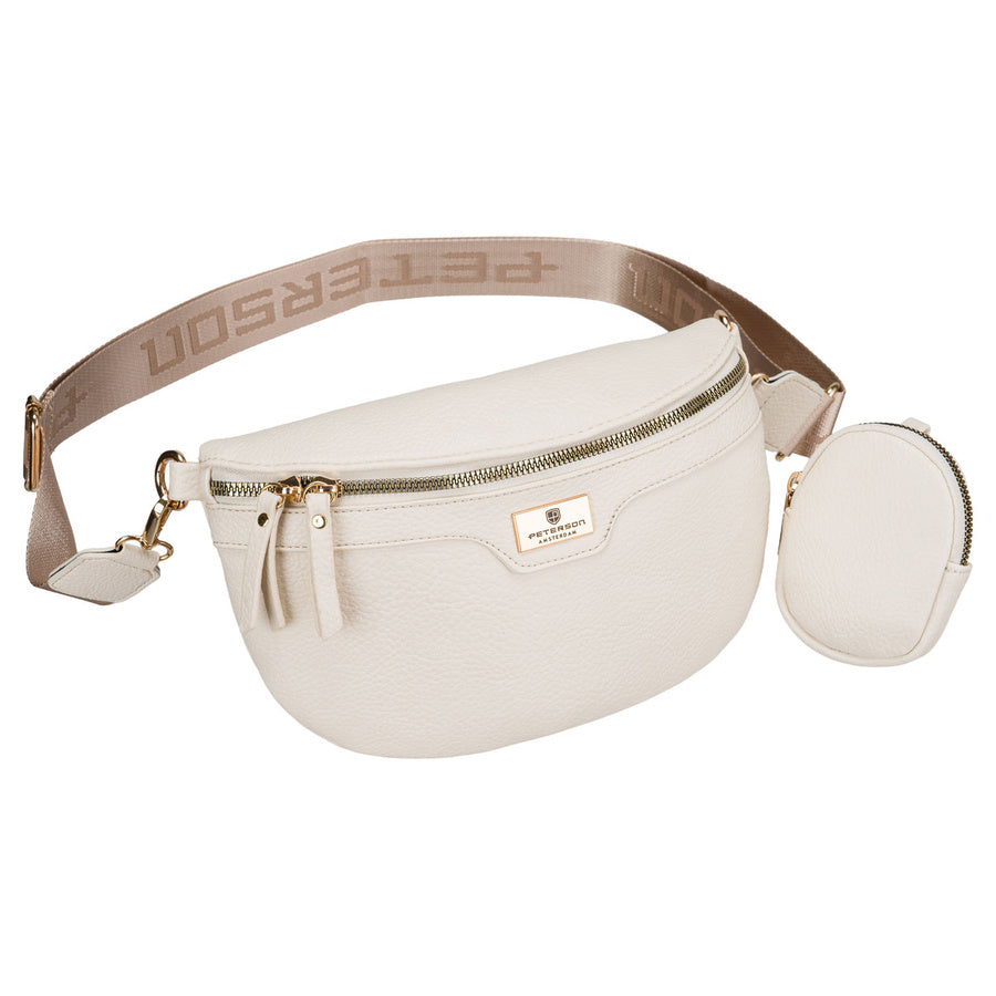 Peterson moteriška ekologiškos odos rankinė per juosmenį, užsegama užtrauktuku, šviesiai smėlinė TL16