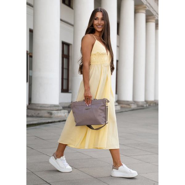 Moteriška „Peterson“ nailoninė shopper rankinė, smėlio spalvos, su magnetiniu užsegimu P22