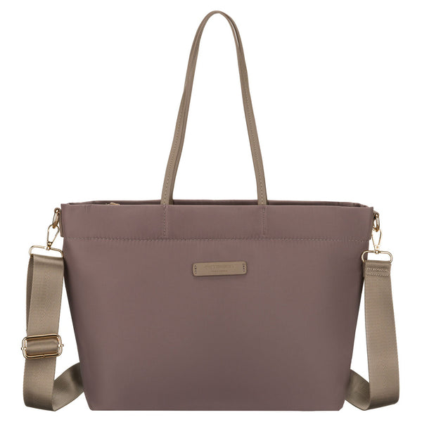 Moteriška „Peterson“ nailoninė shopper rankinė, smėlio spalvos, su magnetiniu užsegimu P22