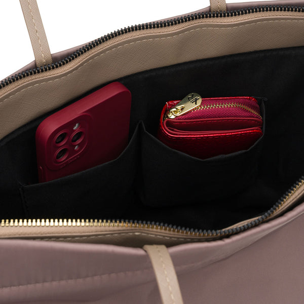 Moteriška „Peterson“ nailoninė shopper rankinė, smėlio spalvos, su magnetiniu užsegimu P22