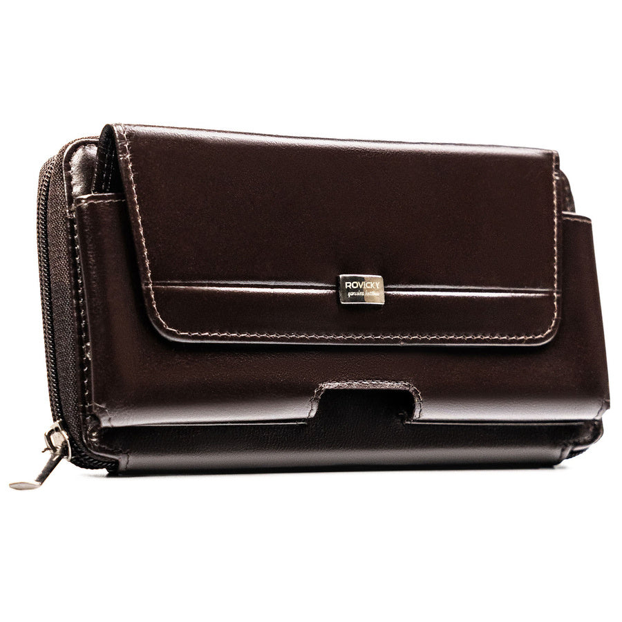 Natūralios odos delninė/piniginė vyrams Rovicky, ruda 043-NBAR