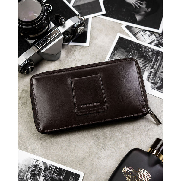 Natūralios odos delninė/piniginė vyrams Rovicky, ruda 043-NBAR