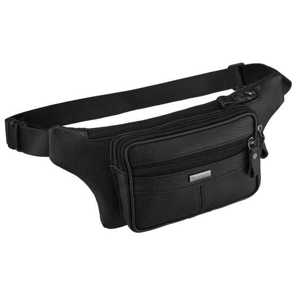 Vyriška odinė juosmens rankinė „Rovicky“ su užtrauktuku, juoda