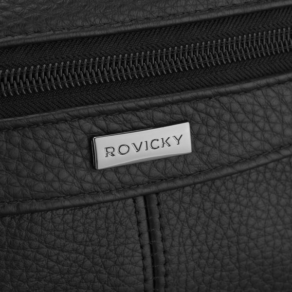 Vyriška odinė juosmens rankinė „Rovicky“ su užtrauktuku, juoda