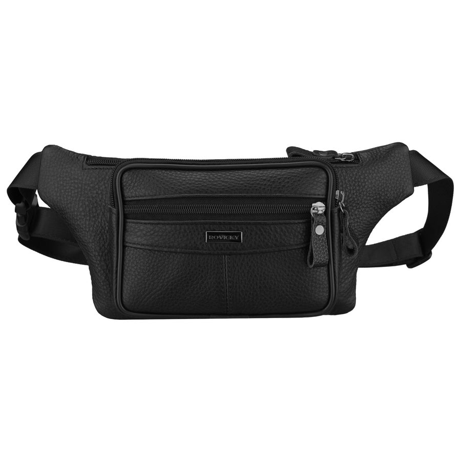 Vyriška odinė juosmens rankinė „Rovicky“ su užtrauktuku, juoda