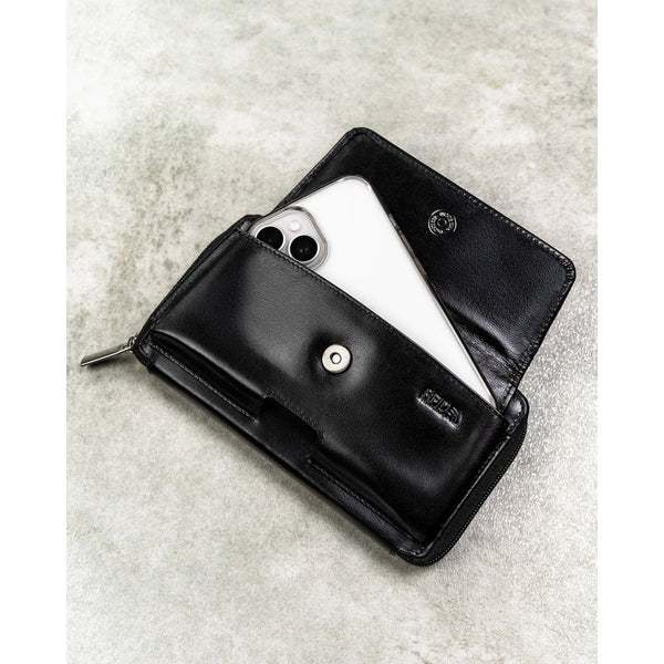 Natūralios odos delninė/piniginė vyrams Rovicky, juoda/raudona 043-NBAR