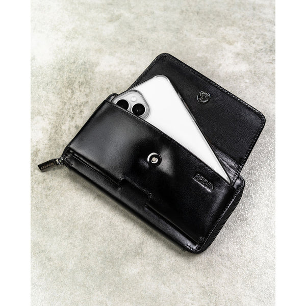 Natūralios odos delninė/piniginė vyrams Rovicky, juoda 043-NBAR