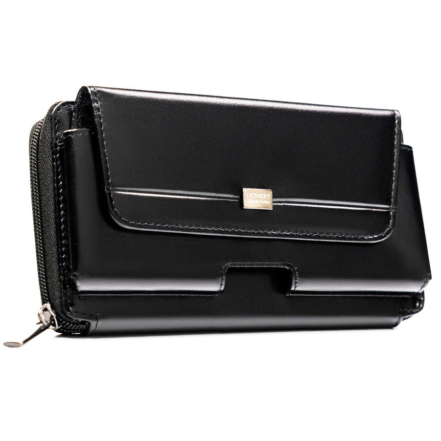 Natūralios odos delninė/piniginė vyrams Rovicky, juoda 043-NBAR