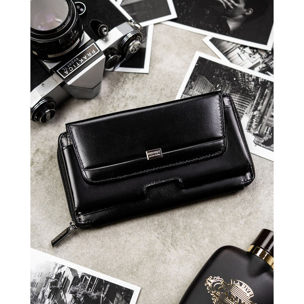 Natūralios odos delninė/piniginė vyrams Rovicky, juoda 043-NBAR