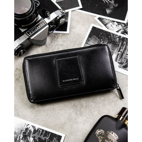 Natūralios odos delninė/piniginė vyrams Rovicky, juoda 043-NBAR