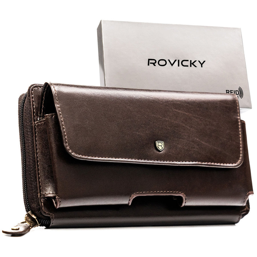 Natūralios odos delninė/piniginė vyrams Rovicky, ruda