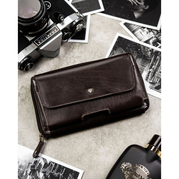 Natūralios odos delninė/piniginė vyrams Rovicky, ruda