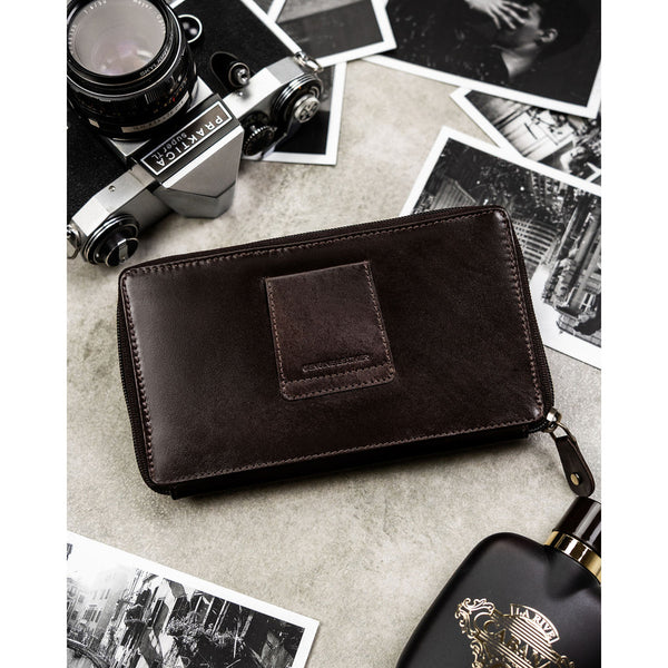 Natūralios odos delninė/piniginė vyrams Rovicky, ruda