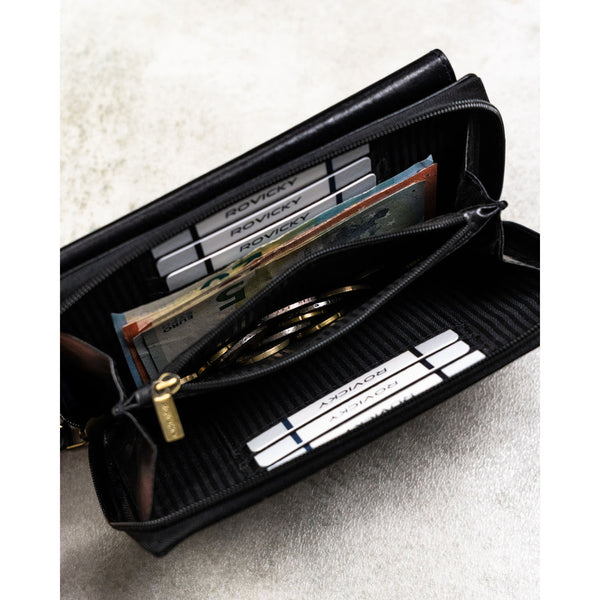 Natūralios odos delninė/piniginė vyrams Rovicky, juoda