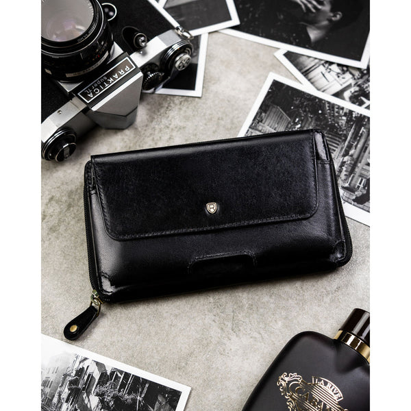 Natūralios odos delninė/piniginė vyrams Rovicky, juoda