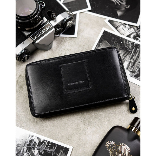 Natūralios odos delninė/piniginė vyrams Rovicky, juoda