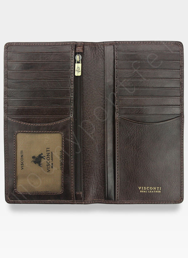 Piniginė-Kortelių dėklas Visconti iš natūralios odos su RFID apsauga, tamsiai rudas