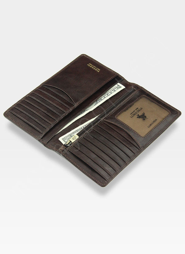 Piniginė-Kortelių dėklas Visconti iš natūralios odos su RFID apsauga, tamsiai rudas