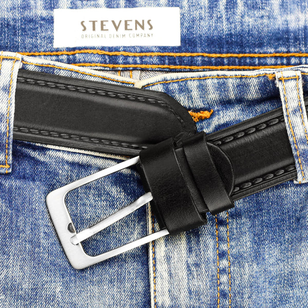 Vyriškas odinis diržas STEVENS juodas D45